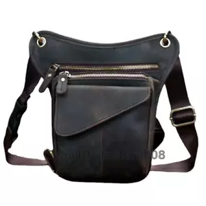 Crazy Horse Leder Drop Leg Tasche Motorrad Taktische Oberschenkel Taille Fanny Pack - Bild 1 von 7