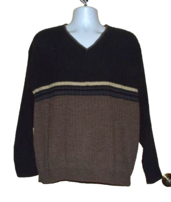 Suéter David Taylor Cuello en V Para Hombre Talla L Negro Beige Hecho en EE. UU. Foto 1 de 4