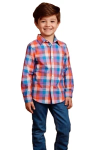 Boy's Cat & Jack Long-Sleeve Button-Down Shirt, size medium 8-10 - Picture 1 of 8