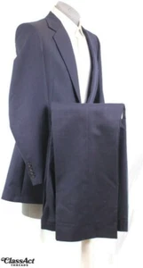 Pierre Cardin 2 Piece Suit Mens Blue Striped 2 Btn 40L Flat Fronts 36" Waist - Picture 1 of 9