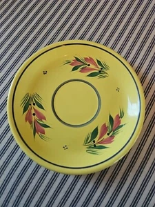 Platillo de café único floral Quimper Soleil amarillo bretón - 5 1/2"" de diámetro - Imagen 1 de 3