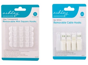 Self Adhesive Removable Mini Square Hooks Christmas Lights Cable Hook White - Picture 1 of 3