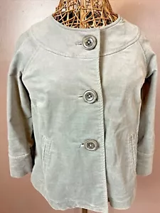 GAP Gray Velvet Velour Swing Jacket Button Front 3/4 Sleeve Big Buttons Sz 4 - Picture 1 of 7