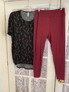 Conjunto de Conjunto Lularoe Irma L Top Nuevo con Etiquetas Estampado Floral Leggings Sólidos TC 12-18 NUEVO SIN ETIQUETAS - Imagen 1 de 4