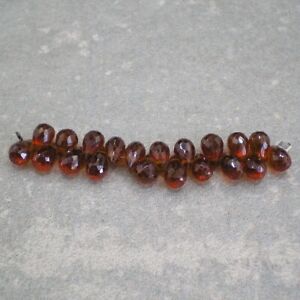 Natural Hessonite Garnet Faceted Briolette Semi Precious Gemstone Beads 6-7mm