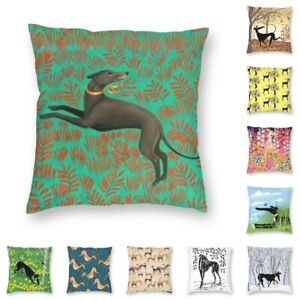 Nordic Style Sihthound Greyhound Flowers Cushion Cover Velvet Dog Pillow Case