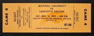 Bucknell Bison Lafayette Football Ticket 11/14 1992 Tom Kirchhoff 50th TD Stub - Picture 1 of 2