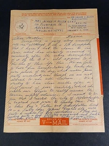 WWII 1945 ETO LETTER HOME V MAIL PARIS PVT ALLEN - Picture 1 of 5