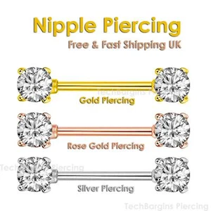 2pcs Fashion Body Nipple Piercing Barbell Ring Shields Sexy Rhinestone Jewellery - Picture 1 of 39