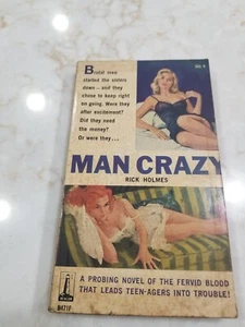 Man Crazy Adult Erotica By Rick Holmes Novel Sleaze 1960s Paperback Book - Picture 1 of 4