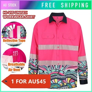 Hi-Vis Pink Work Wear Long Sleeve Shirt Unisex Design Fashion Two Pockets Safety - Picture 1 of 8