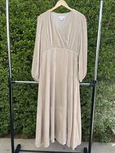 WHITE LABEL THE WHITE COMPANY Champagne Silk mix Velvet Maxi dress size 4 Fancy - Picture 1 of 14