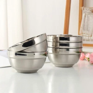 6.25"  Stainless Steel Bowls 21 oz Double-walled Insulated Soup Bowls PACK OF 5 - Picture 1 of 4