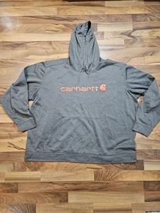 Carhartt Hoodie 4XL Relaxed Fit Gray Pullover Sweatshirt Cocona Blend Logo - Picture 1 of 8