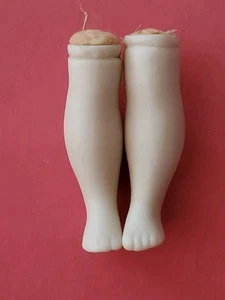 Vintage Pair 2.5" Porcelain China Parian Doll Lower Legs Bare Feet - Picture 1 of 8