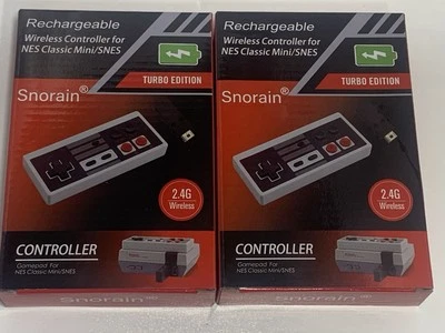 x2 New Rechargeable 2.4G Wireless Controllers NES Classic Mini/SNES Turbo Ed. - Image 1 of 4