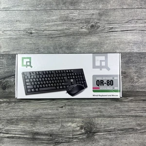 QR-80 Wired Keyboard With Wired Optical Mouse Black NEW - Picture 1 of 7