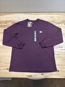 Camisa Henley Carhartt K128 Puerto Roja Calce Suelto Manga Larga Bolsillo Talla Mediana - Imagen 1 de 5