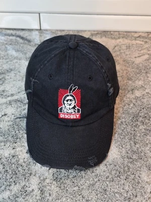 Boné desobedecer alça traseira preto vermelho bordado patch angustiado nativo - Imagem 1 de 4