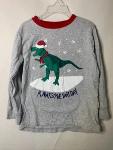 Boy's Gymboree  Size 4T - Gray Long Sleeve Dinosaur  Rawrsome Holiday Shirt - Picture 1 of 3
