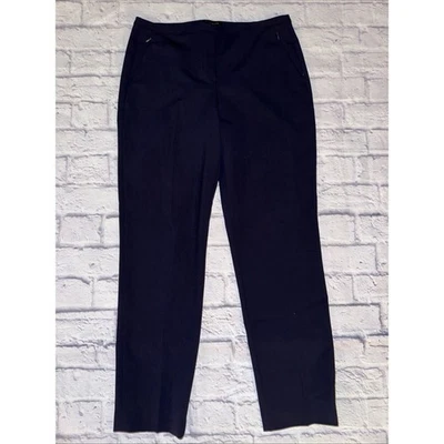 Pantalones de vestir Elie Tahari Jillian azul marino mezcla de lana pierna recta talla 10 Foto 1 de 4