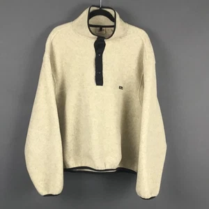 Vintage Woolrich Pullover Sweater Mens XL Beige Button Placket Made in USA - Picture 1 of 9