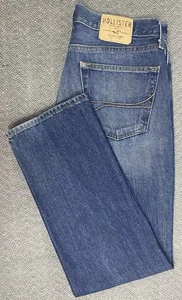 Pantalones de mezclilla HOLLISTER 32x30 clásicos con botones rectos azules "se ajustan como 33x30" - Imagen 1 de 19
