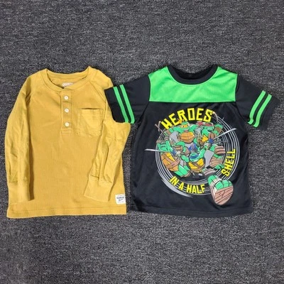 Boys Shirt Lot 4 Ninja Turtles & OshKosh Two Piece School Casual Play Set - Image 1 of 4