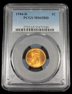 1944 D LINCOLN WHEAT CENT PENNY PCGS MS 65 UNC MS65RD US COIN CERT # 55475180 - Bild 1 von 2