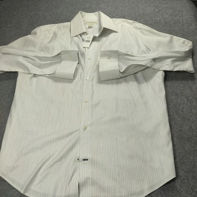 Banana Republic Shirt Men Extra Large White Blue Striped Dress Work Party Cotton - Image 1 of 4