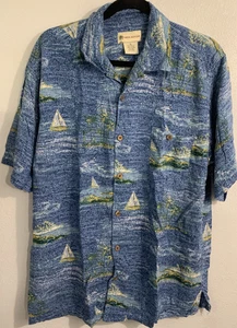 Havana Jack s Cafe 100% Rayon Short Sleeve Blue Aloha Shirt XL - Picture 1 of 7