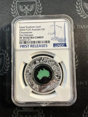 2024 Australia Great Southern Land Chrysoprase 1 oz Silver Proof Coin NGC PF70 - Image 1 of 4