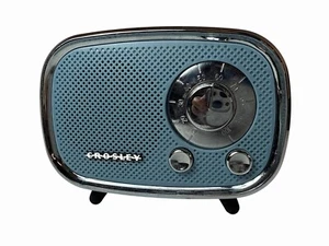 Crosley Retro-Style Bluetooth Speaker & FM Radio In Blue With Chrome Accents-Wor - Photo 1 sur 10