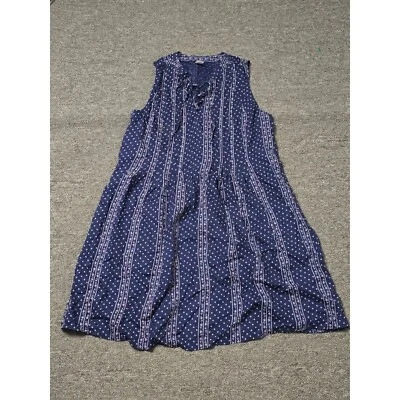Старый темно-синий платье без рукавов повседневный Summer мини-платье синий белый печать S - Изображение 1 из 3