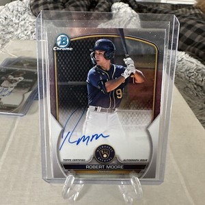 2023 BOWMAN CHROME AUTOGRAPH BASE BREWERS ROBERT MOORE AUTO