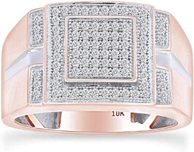 1/4ct Natural Round Diamond Cluster Square Stepped Ring 10K Solid Rose Gold - Image 1 of 4