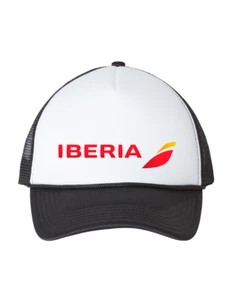 Iberia Red Logo Airline Madrid Spain Travel Souvenir Trucker Hat Baseball Cap - Picture 1 of 2