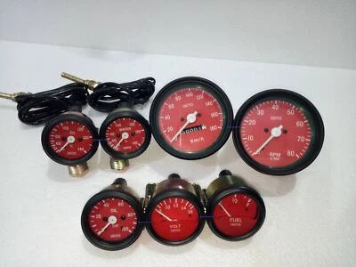 Smiths Gauge Kit Temp+ Oil+ Fuel+ Volt +Oil Temp+Speedometer +TachoReplica85mmME - Image 1 of 3