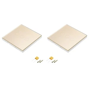 Interruptor de luz táctil 3 velocidades 1 vía panel de vidrio tono dorado con retroiluminación LED 2 piezas - Imagen 1 de 5