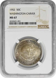 W. Carver Commemorative Silver Half Dollar 1952 MS67 NGC - Picture 1 of 4