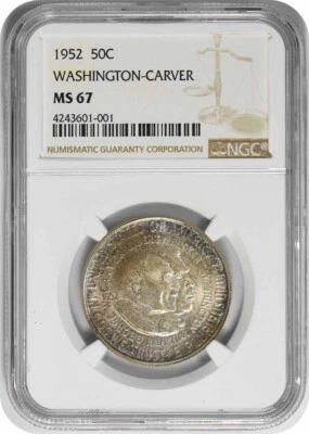 W. Carver Commemorative Silver Half Dollar 1952 MS67 NGC - Image 1 of 4