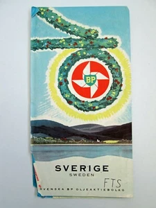 Vintage Map Sweden Sverige Touring Service Europa BP 1963 Stockholm Artistic  - Picture 1 of 10