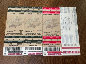 CLEVELAND INDIANS CENTRAL DIVISION CHAMPS LOGO FULL TICKET  Lot Of 4 - Picture 1 of 4