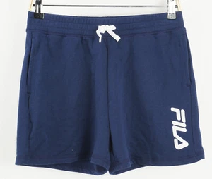 New Fila Boys L 14/16 Blue Fleece Lined Cotton Blend Logo Drawstring Sweat Short - Picture 1 of 9