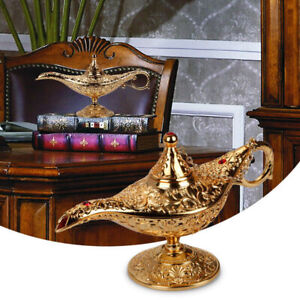 Metall Wunderlampe geschnitzt Aladdin Lampe Magie Tee ÖLLAMPE arabischen Kunst-