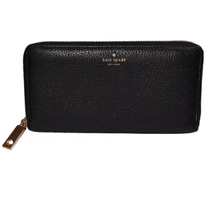 Cartera Continental Grande Kate Spade New York Leila Cuero Guijarro en Negro - Imagen 1 de 13