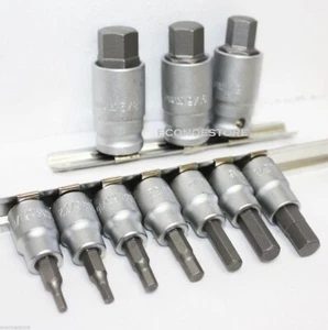 12Pcs SAE 1/2" & 3/8 "Dr Hex Key Bit Socket Set w/Rail Rack Cr-V 1/8” - 5/8” - Picture 1 of 1