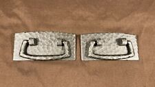 Pair Bail Pull Solid Cast Bass Hammered Pewter Finish Mission Arts Crafts Style