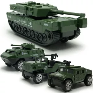4PCS Militärfahrzeug Spielzeug Druckguss Modellauto Armee Panzer Jeep fur Kinder - Bild 1 von 21