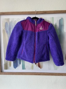 Gerry Reversible Kids Puffer/Fleece Hooded Jacket Purple S 7/8 Girls Boys - Picture 1 of 12
